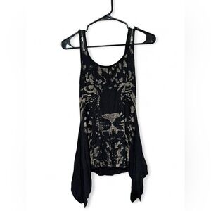 Double Zero Y2K Black Graphic Women's Top